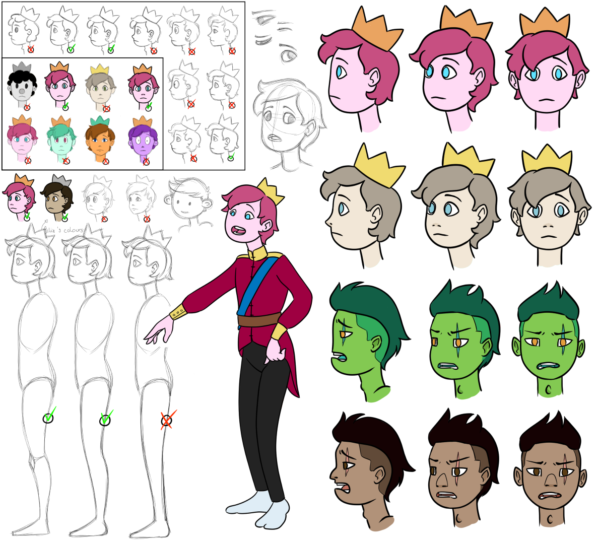 Exploratory sketches for two characters