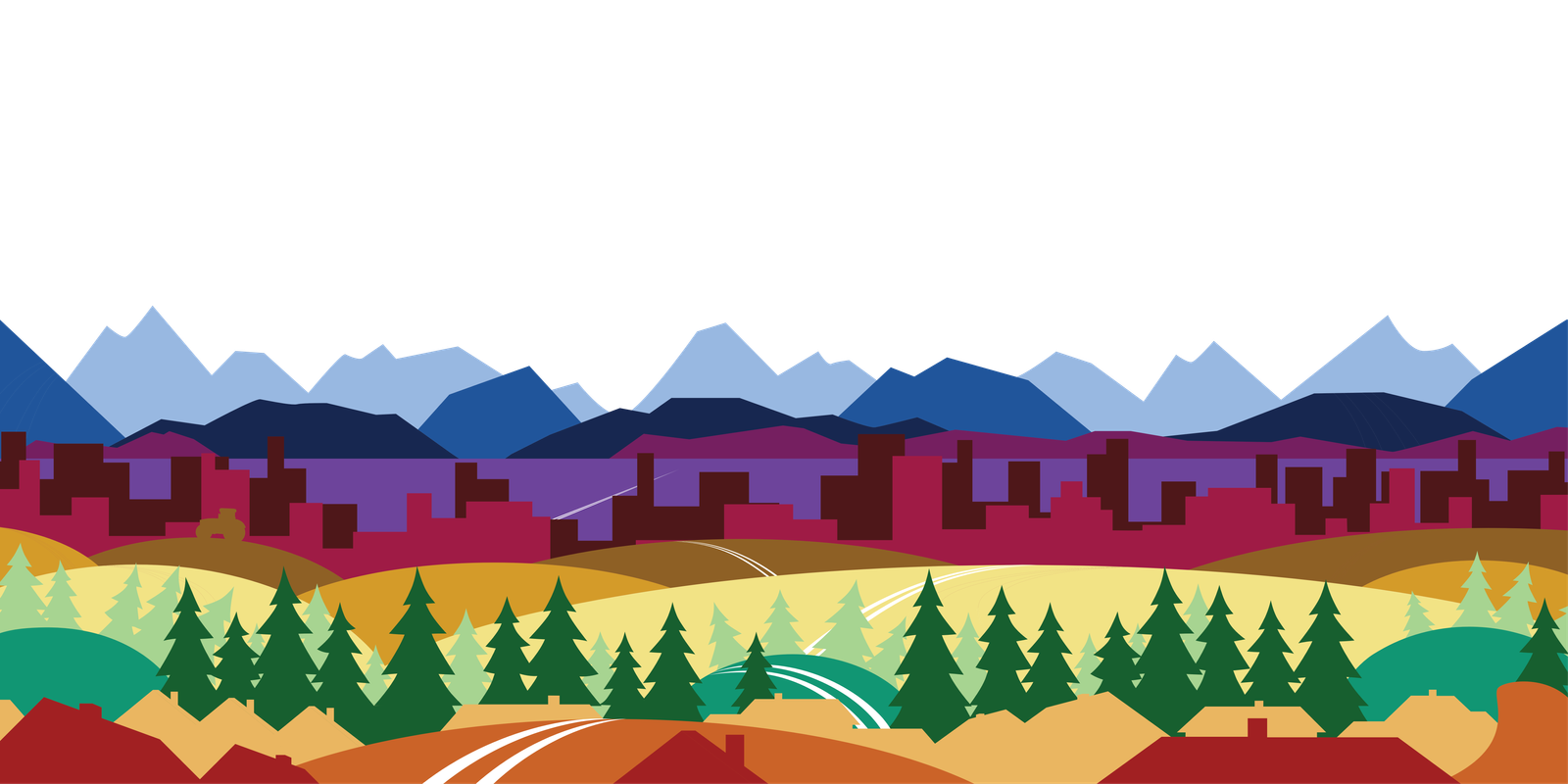 Colorful banner representing different parts of Hamar